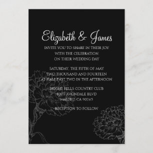 Custom Modern Black Wedding Invitations