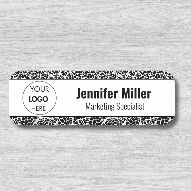 Custom Modern Black & White Business Logo Name Tag (Creator Uploaded)