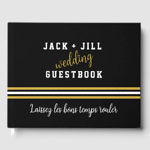 Custom Modern Black White Gold Wedding Guestbook