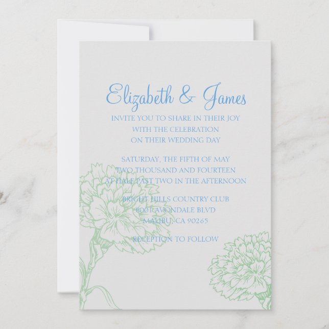 Custom Modern Blue and Green Wedding Invitations (Front)