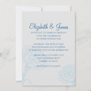 Custom Modern Blue and White Wedding Invitations