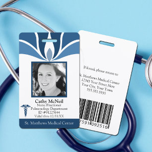 Custom Modern Blue Hospital Employee Medical ID Badge