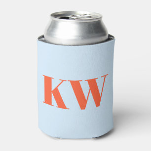 Custom Modern Blue Orange Monogrammed Initial  Can Cooler