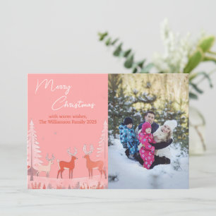 Custom Modern Blush Pink Photo Christmas   Holiday Card