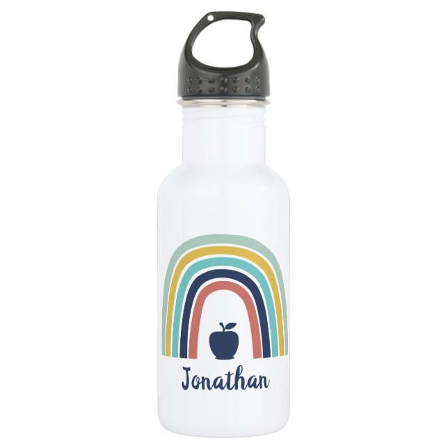 Custom modern boho apple fruit rainbow 532 ml water bottle (Front)