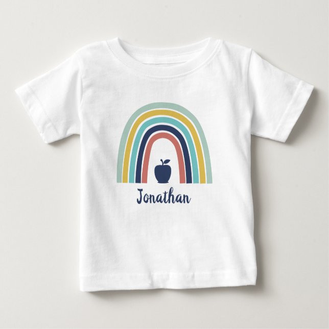 Custom modern boho apple fruit rainbow baby T-Shirt (Front)
