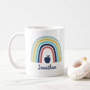 Custom modern boho apple fruit rainbow coffee mug