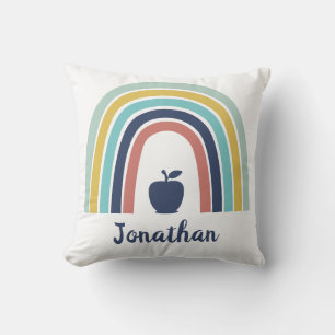Custom modern boho apple fruit rainbow cushion