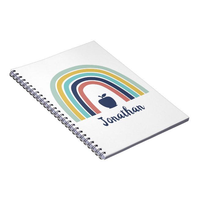 Custom modern boho apple fruit rainbow notebook (Right Side)