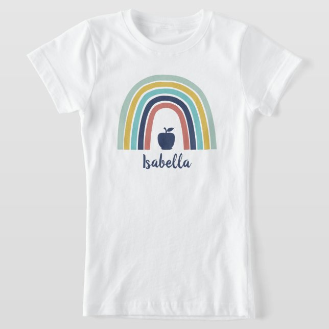 Custom modern boho apple fruit rainbow T-Shirt (Laydown)