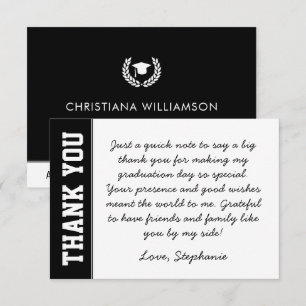 Custom Modern Bold and Simple Graduation Thank You Card
