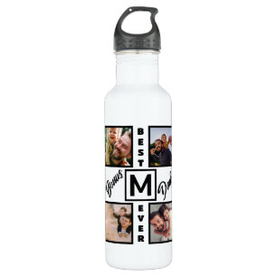 Custom Modern Bonus Dad Stepdad 4 Photo Collage 710 Ml Water Bottle