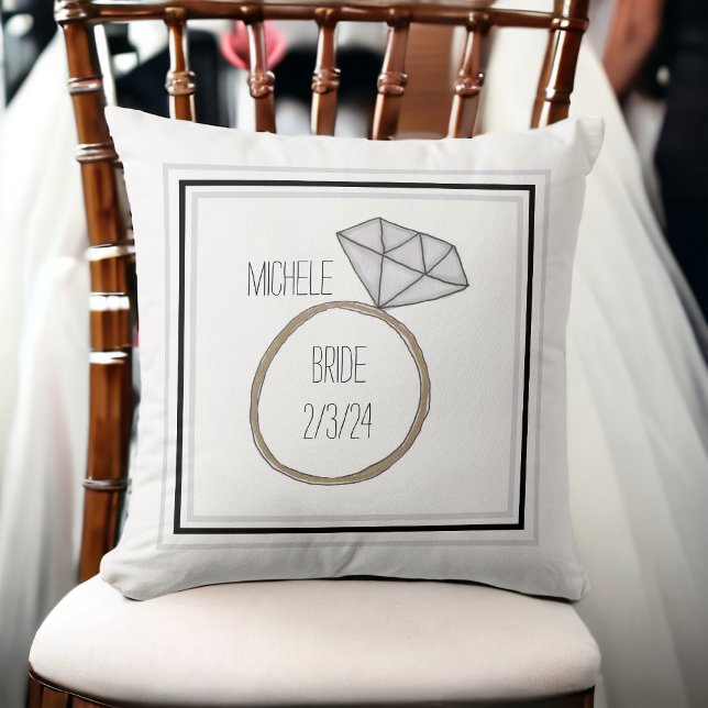 Custom Modern Bride Date Ring Cushion (Creator Uploaded)