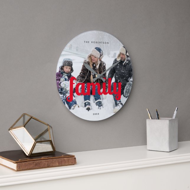 Custom Modern Casual Modern Family Full Photo Large Clock (Office)