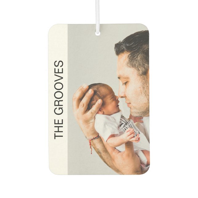 Custom Modern Chic Both Sides Family Photo Car Air Freshener (Front)
