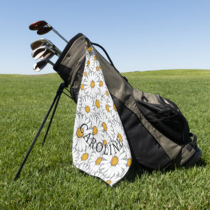 Custom Modern Chic Summer Daisy Floral Pattern Golf Towel