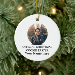 Custom modern Christmas cookie photo template Ceramic Tree Decoration