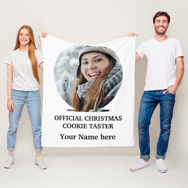 Custom modern Christmas cookie photo template Fleece Blanket (In Situ)