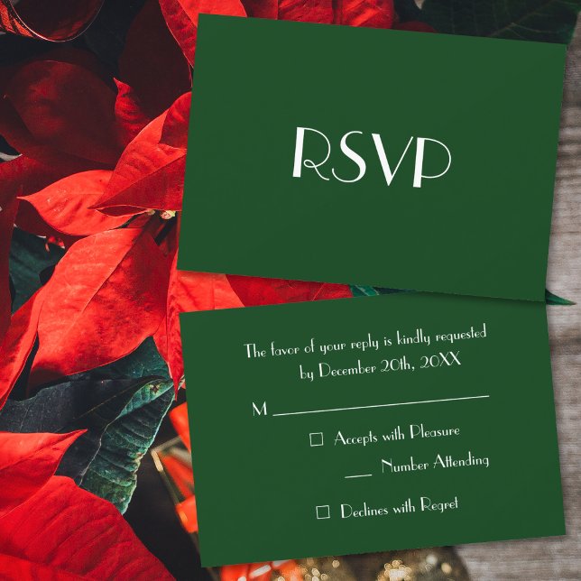 Custom Modern Christmas Green Holiday Party RSVP (Custom Modern Christmas Green Holiday Party RSVP)