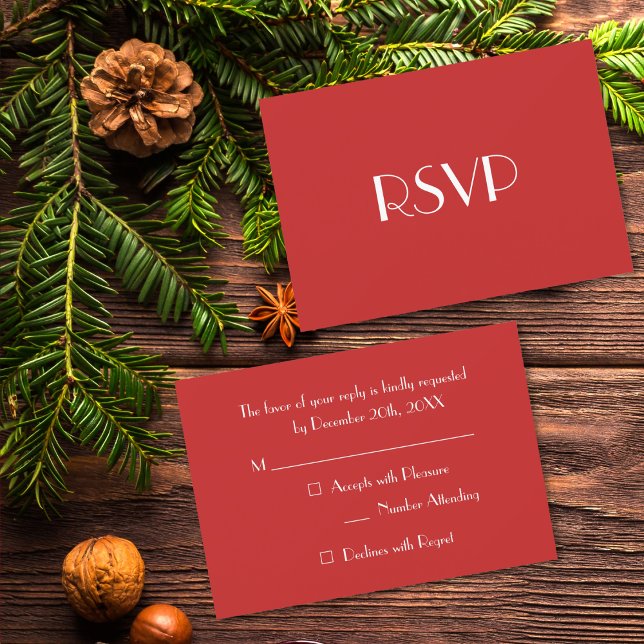 Custom Modern Christmas Red Holiday Party RSVP (Custom Modern Christmas Red Holiday Party RSVP)