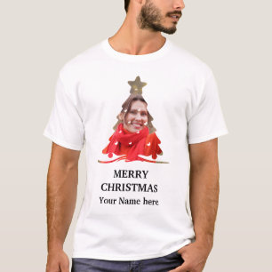 Custom Modern Christmas tree photo template T-Shirt