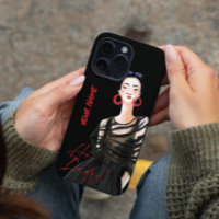 Custom Modern City Girl Black Red Graphic