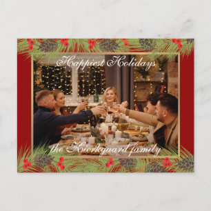 Custom Modern Classic Chic Happiest Holiday Season Postcard