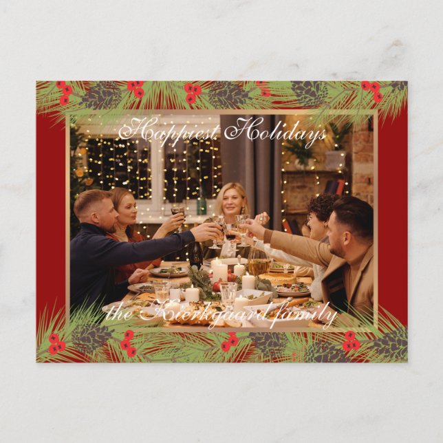 Custom Modern Classic Chic Happiest Holiday Season Postcard (Front)