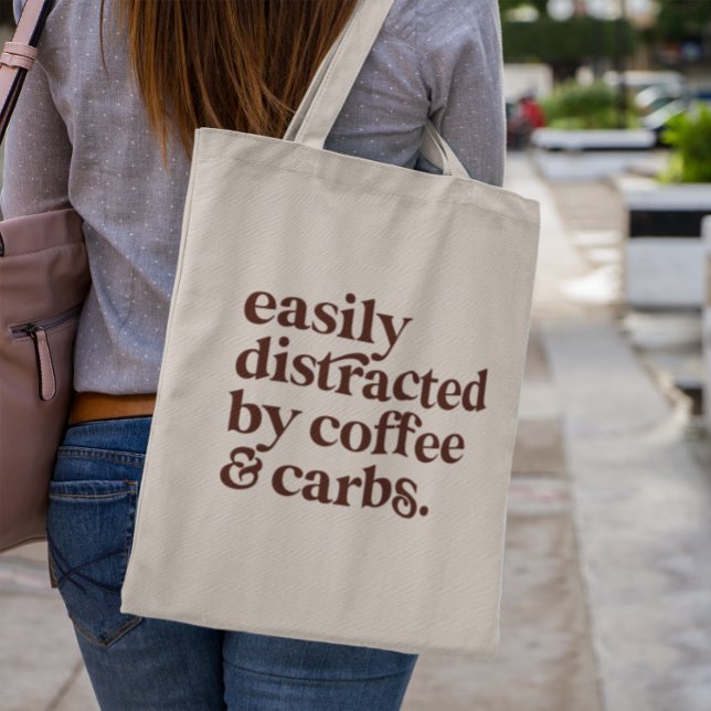 Custom Modern Coffee Lover Carbs Sans Serif Name Tote Bag (Creator Uploaded)