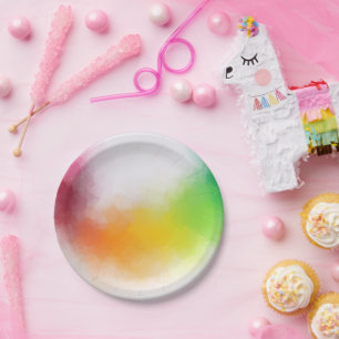 Custom Modern Colorful Abstract Art Blank Template Paper Plate