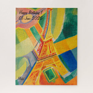 Custom Modern Colourful Abstract Eiffel Tower Jigsaw Puzzle