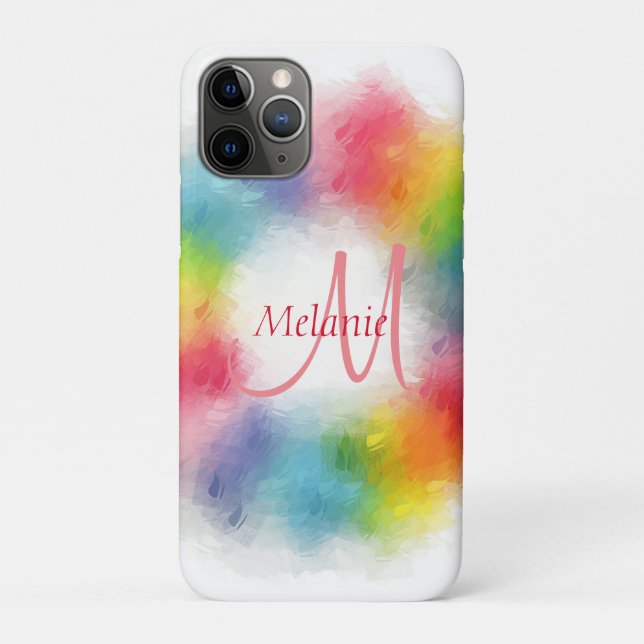 Custom Modern Colourful Monogram Template Case-Mate iPhone Case (Back)