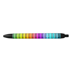 Custom Modern Colourful Rainbow Stripes Pattern Black Ink Pen