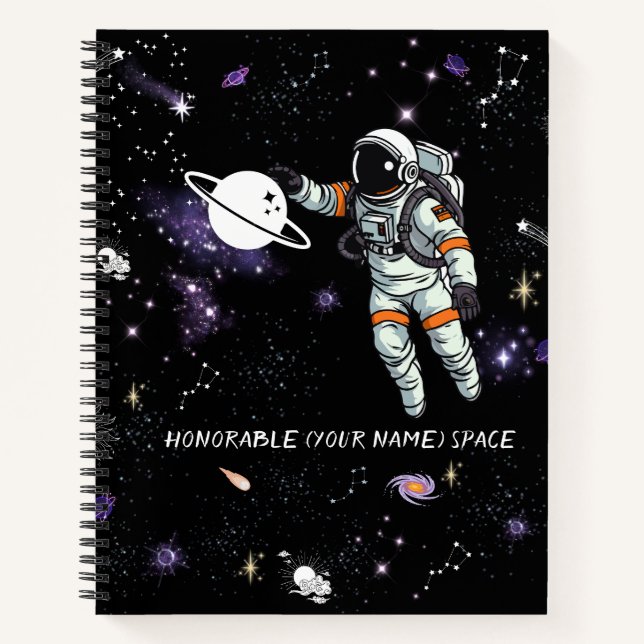 Custom Modern Cool pattern stars sky moon Black  Notebook (Front)