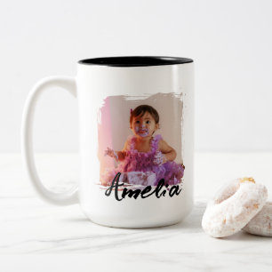 Custom, Modern Cool Photo Birthday Two-Tone Coffee Mug