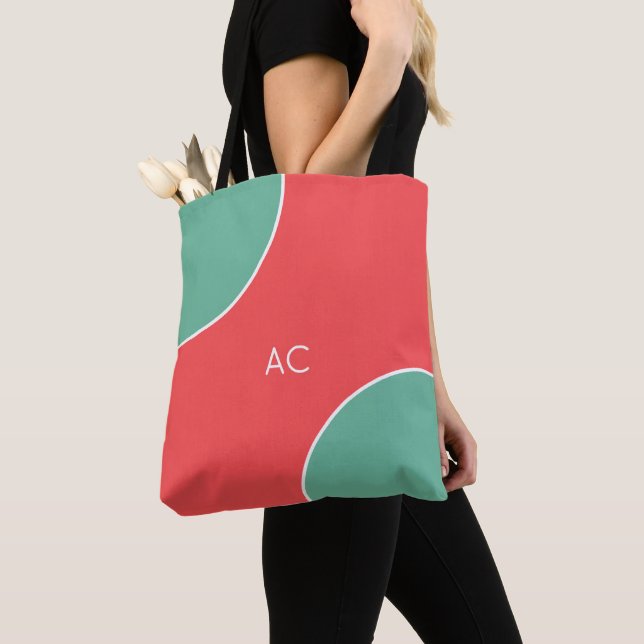 Custom Modern Coral Minimalist Tote Bag (Close Up)