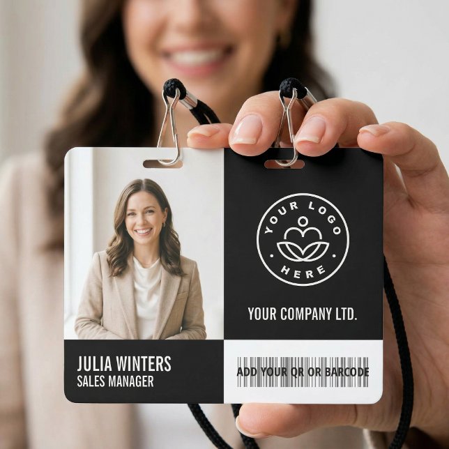 Custom Modern Corporate Black Photo ID Badge (Creator Uploaded)