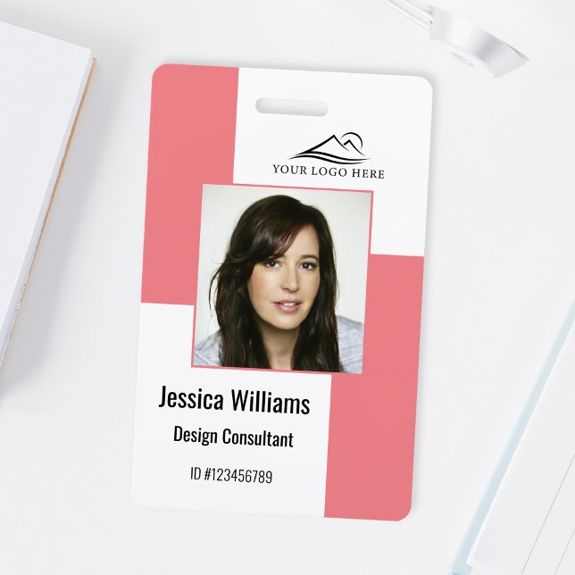 Custom Modern Corporate Employee ID Badge Pink (Creator Uploaded)