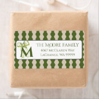 Custom Modern Cottage Green Stripe Return Address