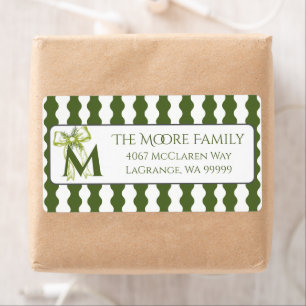 Custom Modern Cottage Green Stripe Return Address