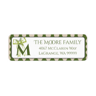 Custom Modern Cottage Green Stripe Return Address