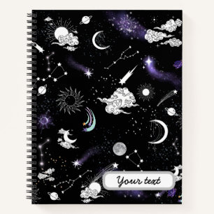 Custom Modern Cute Galaxy sky stars pattern moon Notebook