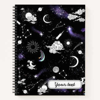 Custom Modern Cute Galaxy sky stars pattern moon Notebook