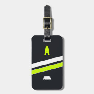 Custom Modern Cyber Retro Monogram Golf Luggage Tag