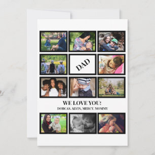 Custom Modern Dad Fathers Day 11 Photo Collage  Holiday Card