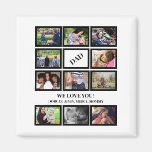 Custom Modern Dad Fathers Day 11 Photo Collage Magnet