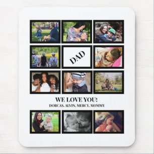 Custom Modern Dad Fathers Day 11 Photo Collage Mouse Pad