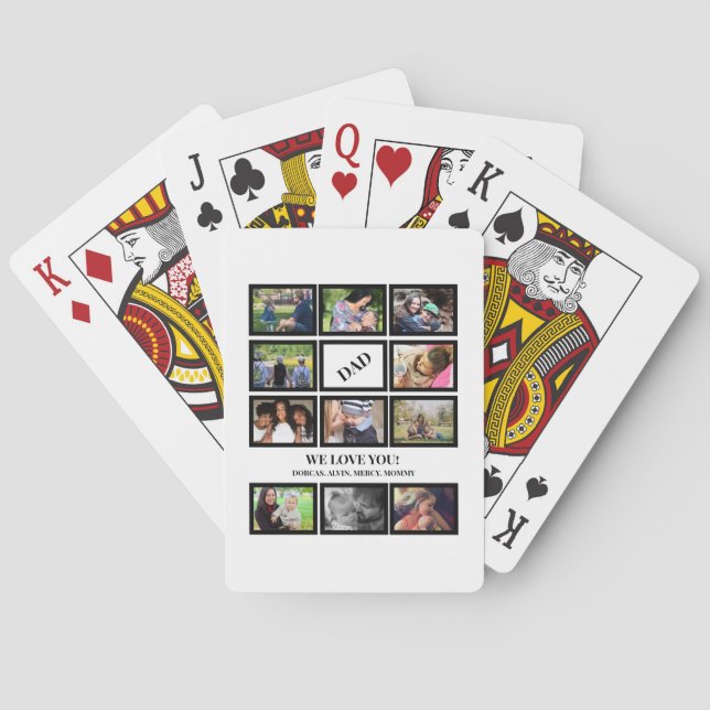 Custom Modern Dad Fathers Day 11 Photo Collage  Playing Cards (Back)
