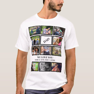 Custom Modern Dad Fathers Day 11 Photo Collage T-Shirt