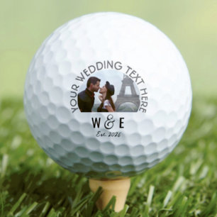 Custom Modern Deco Text Golf Ball Wedding Favours